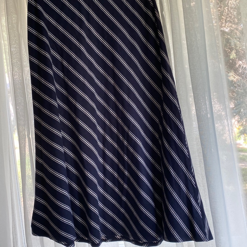 Blue and white striped skirt